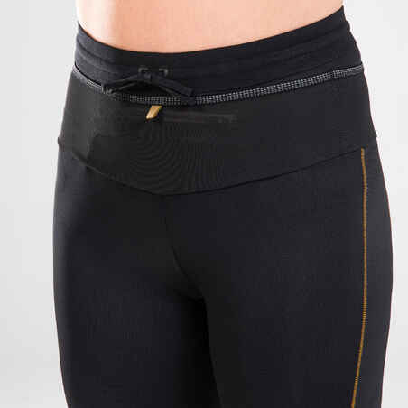 WOMEN'S TRAIL RUNNING LONG LEGGINGS EMBOSS - BLACK/BRONZE