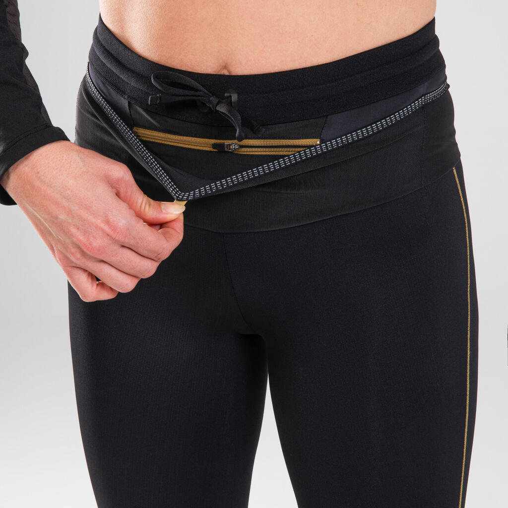 WOMEN'S TRAIL RUNNING LONG LEGGINGS EMBOSS - BLACK/BRONZE