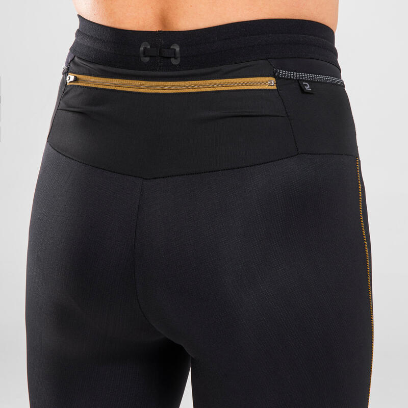 LEGGINGS DE TRAIL RUNNING EMBOSS MULHER PRETO BRONZE