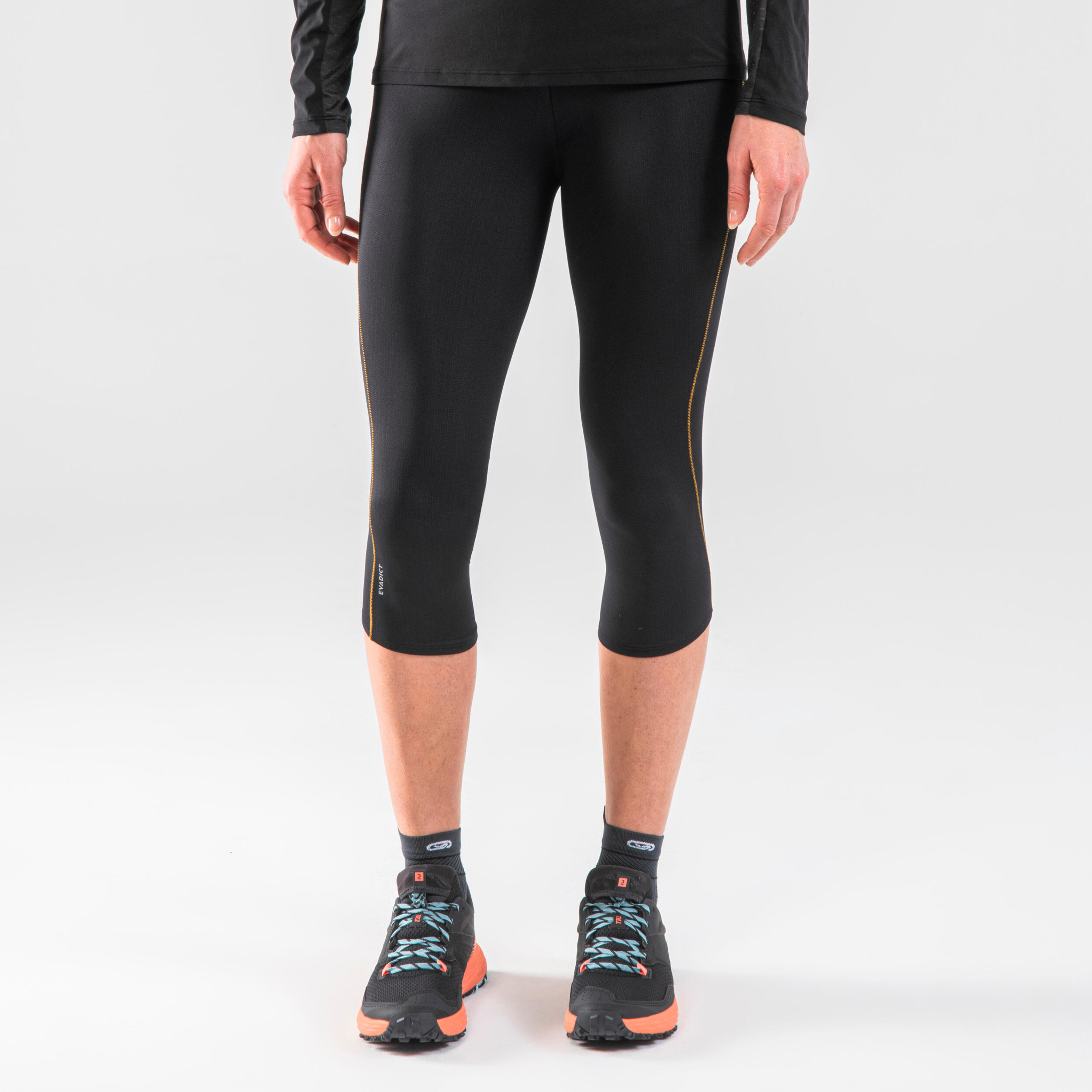 WOMEN'S 3/4 TRAIL RUNNING LEGGINGS EMBOSS - BLACK/BRONZE 2/11