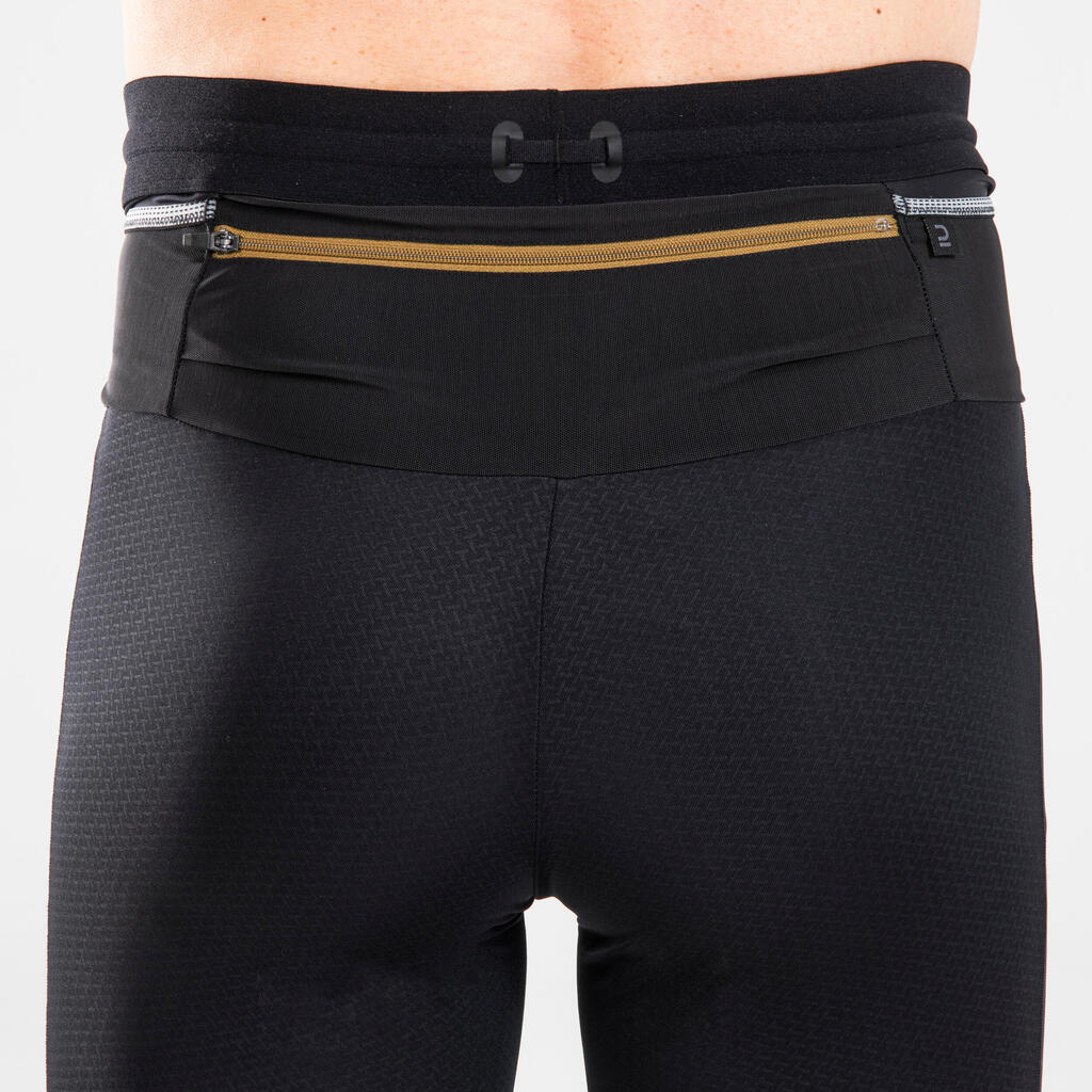 Men's Trail Running Crop Bottoms - embossed black