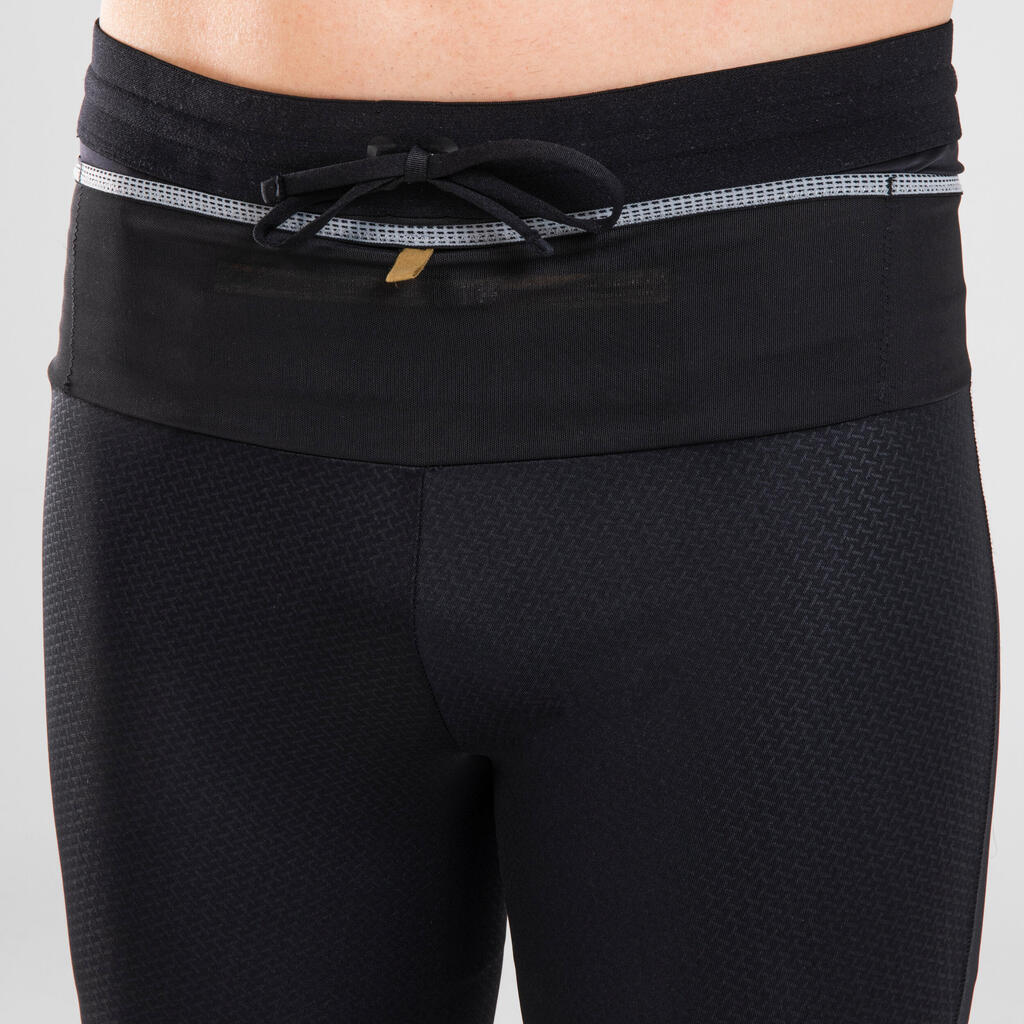 Men's Trail Running Crop Bottoms - embossed black