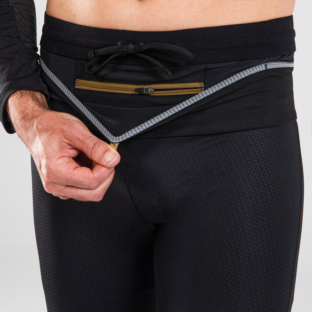 Men's Trail Running Crop Bottoms - embossed black