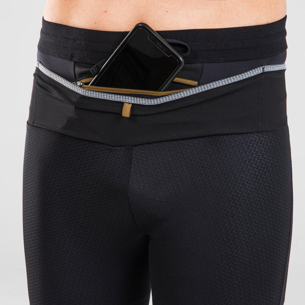 Men's Trail Running Crop Bottoms - embossed black