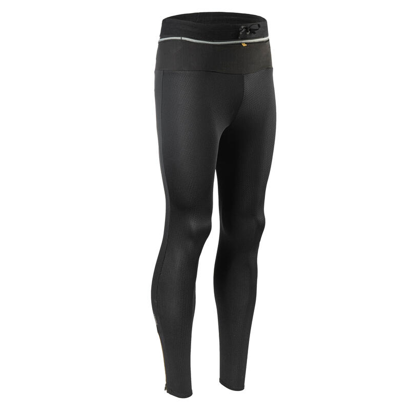 CALÇAS JUSTAS DE TRAIL RUNNING COMPRIDAS HOMEM EMBOSS PRETO