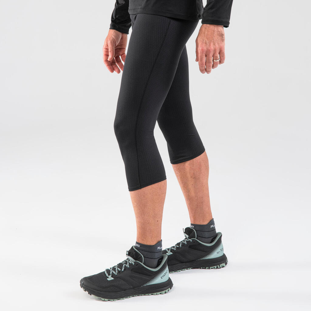 Men's Trail Running Crop Bottoms - embossed black