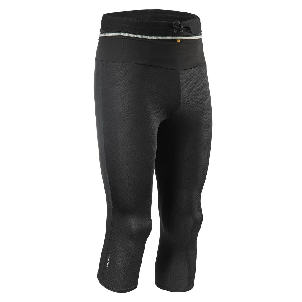 Men's Trail Running Crop Bottoms - embossed black