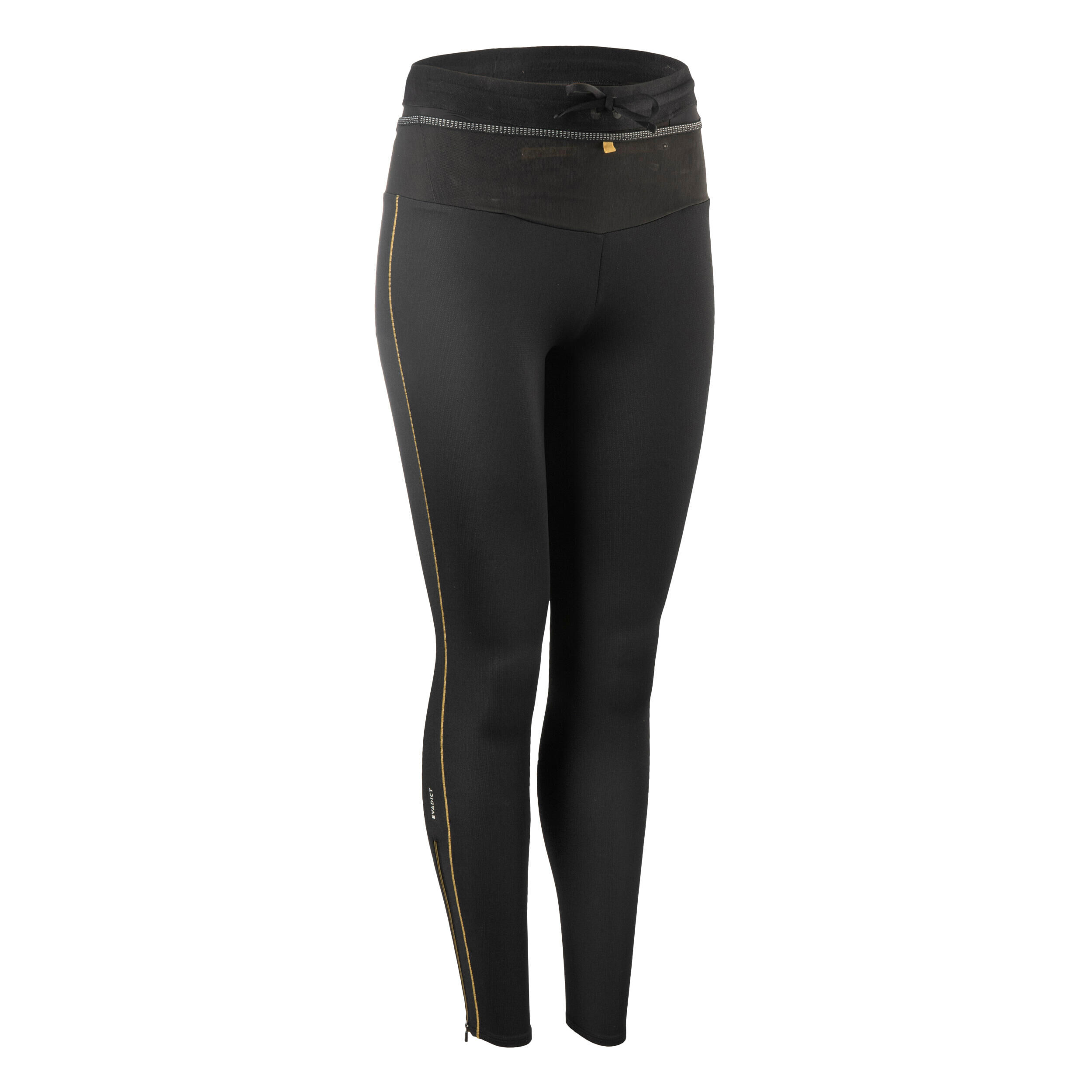 EVADICT WOMEN'S TRAIL RUNNING LONG LEGGINGS EMBOSS - BLACK/BRONZE