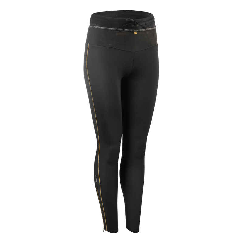 WOMEN'S TRAIL RUNNING LONG LEGGINGS EMBOSS - BLACK/BRONZE