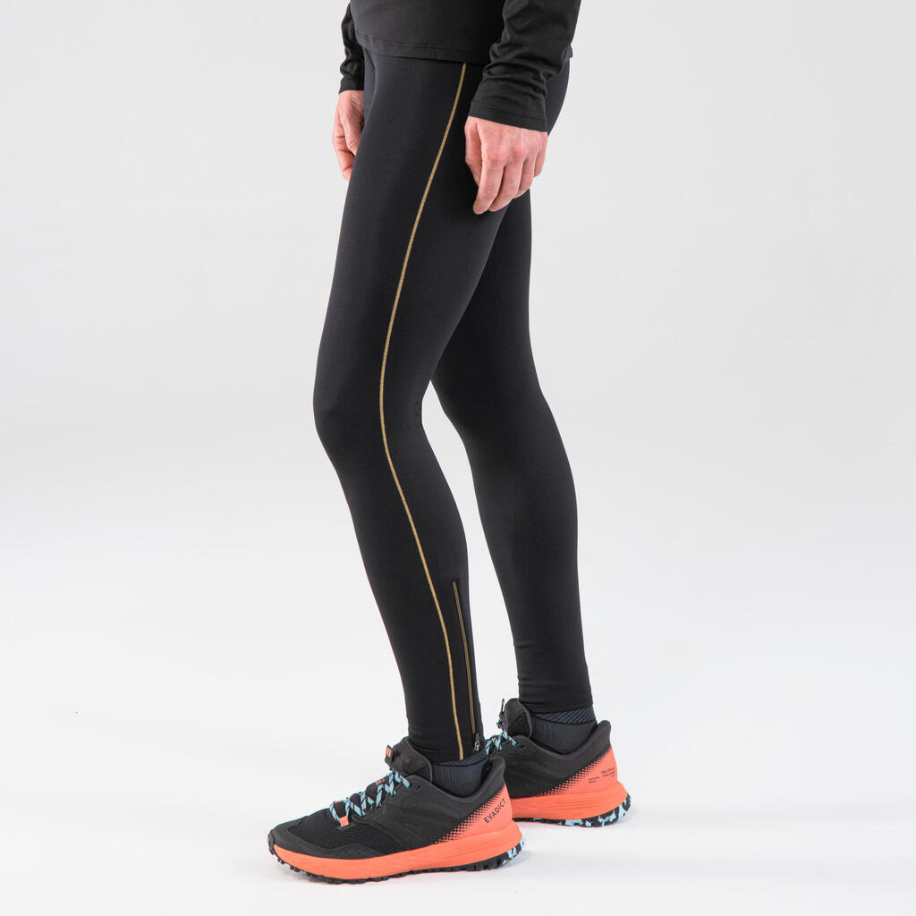 Lauftights lang Trailrunning Damen - Emboss schwarz/bronze