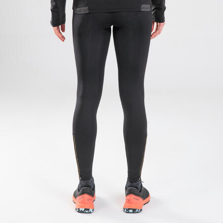 LEGGING DE TRAIL RUNNING LONG FEMME  EMBOSS NOIR BRONZE