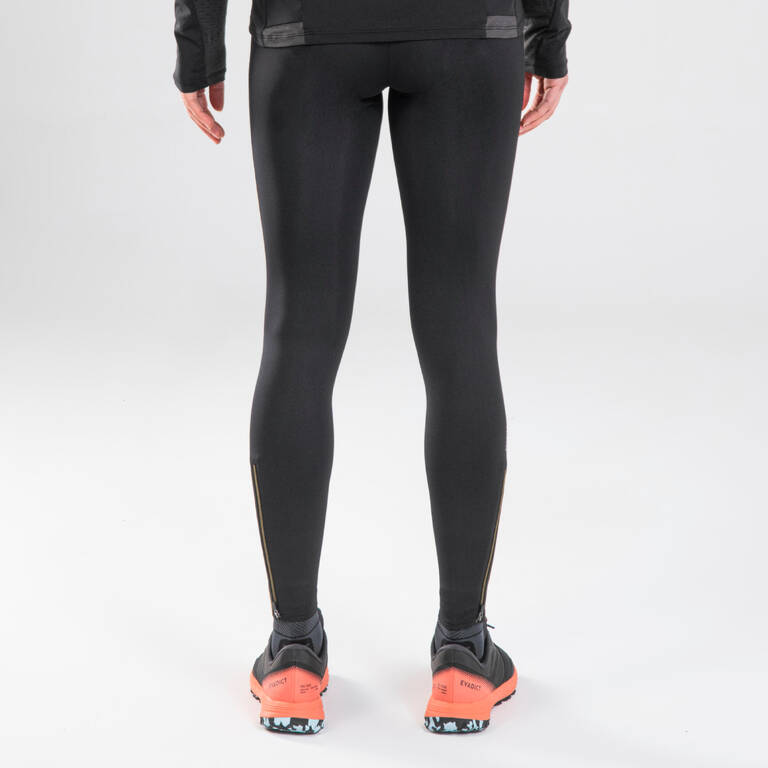 WOMEN'S TRAIL RUNNING LONG LEGGINGS EMBOSS - BLACK/BRONZE