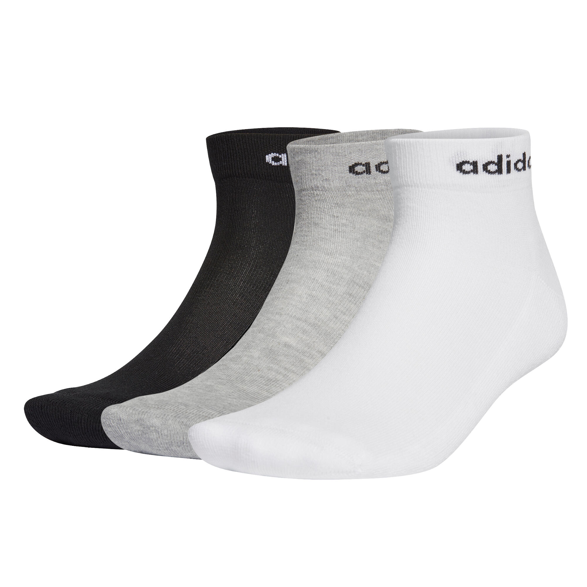 Mid Sports Socks Tri-Pack - Black/White/Grey 7/8
