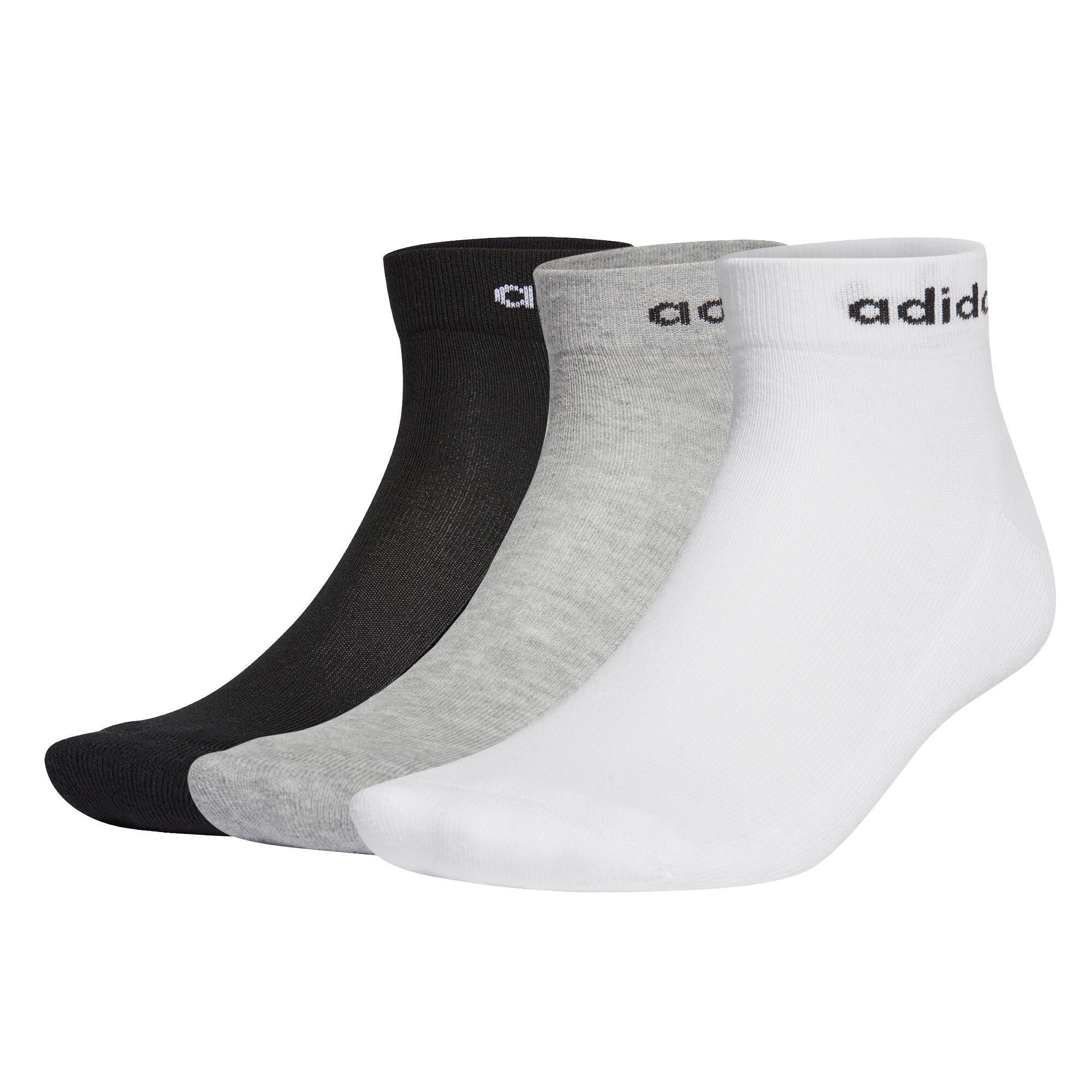 ADIDAS CALZINI SPORTIVI MEZZ'ALTEZZA NERO BIANCO GRIGIO CONFEZIONE DA 3