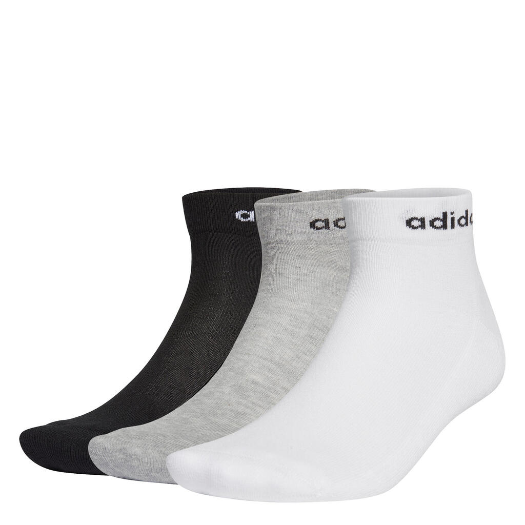 Športové ponožky stredne vysoké 3 páry čierne, biele a sivé