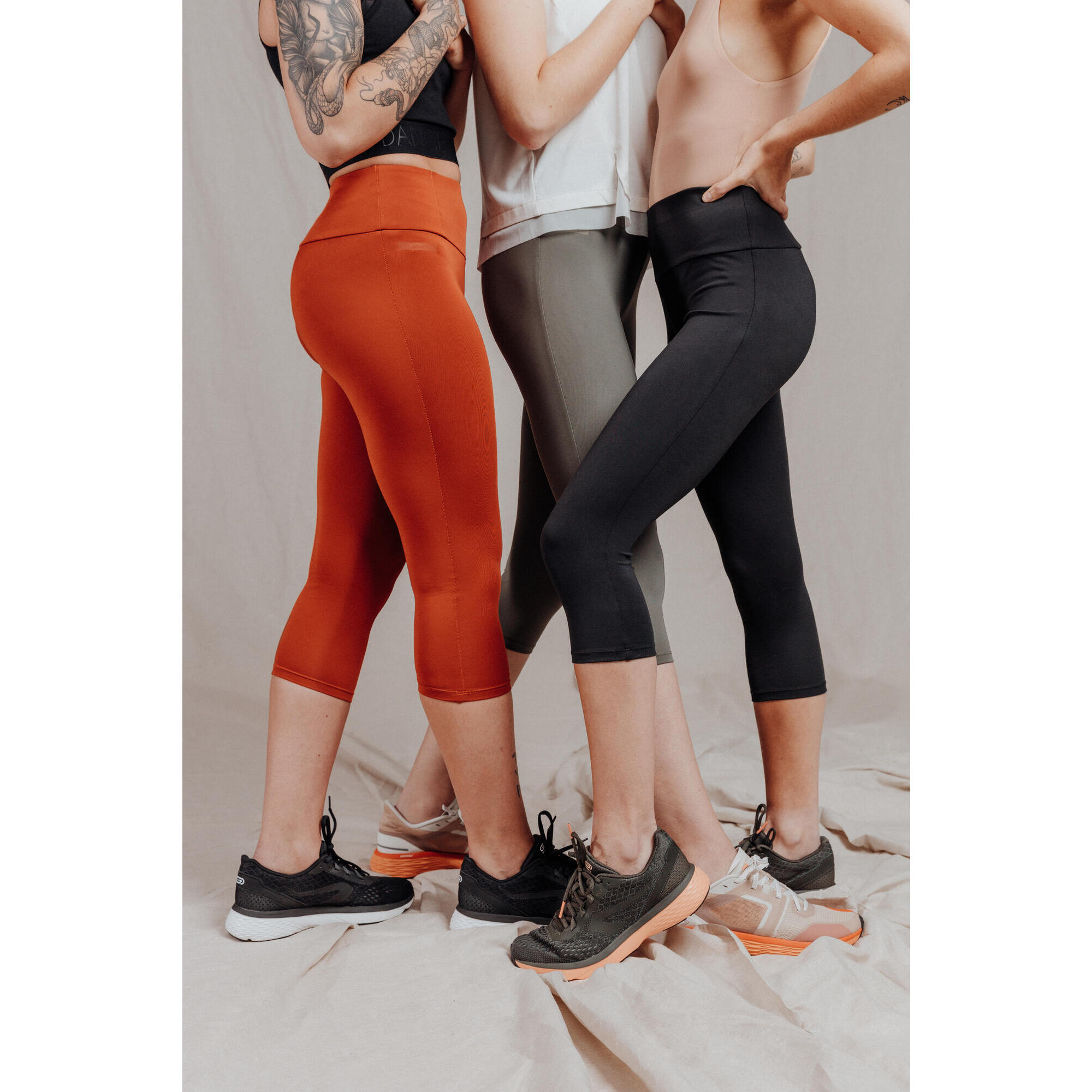 Leggings corti da corsa da donna - Supporto arancione mattone