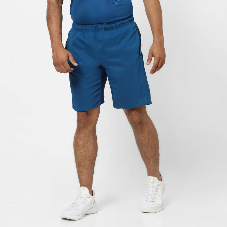 Men's Recycled Polyester Gym Shorts with Zip Pockets - Plain Blue