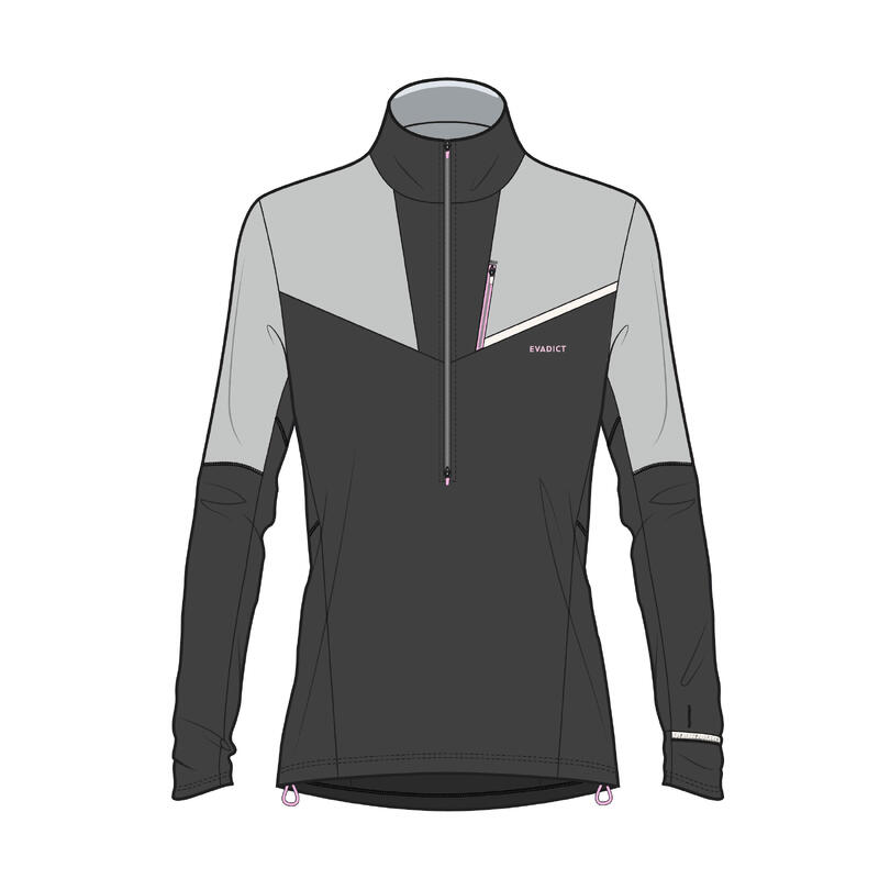 Maglia manica lunga trail donna SOFTSHELL grigia