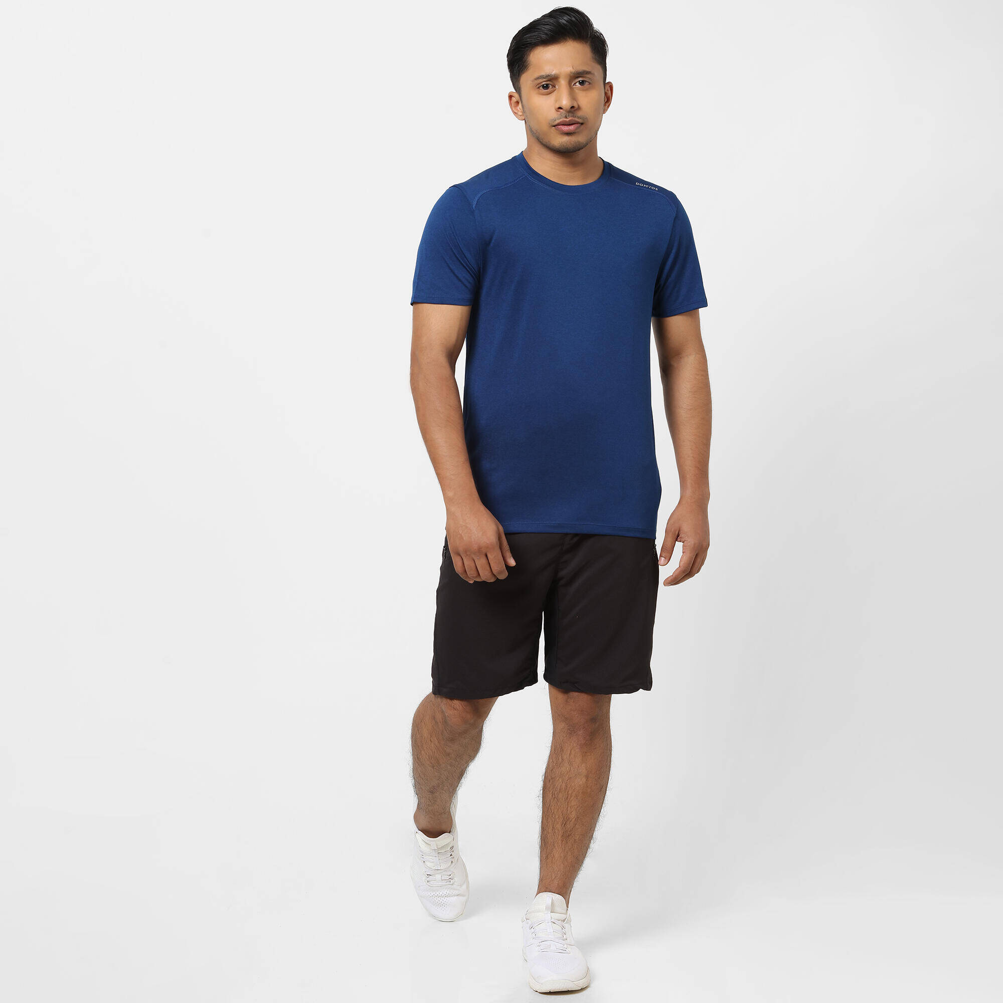 Men Gym Sports T Shirt Polyester Mottled Solid Blue -  2