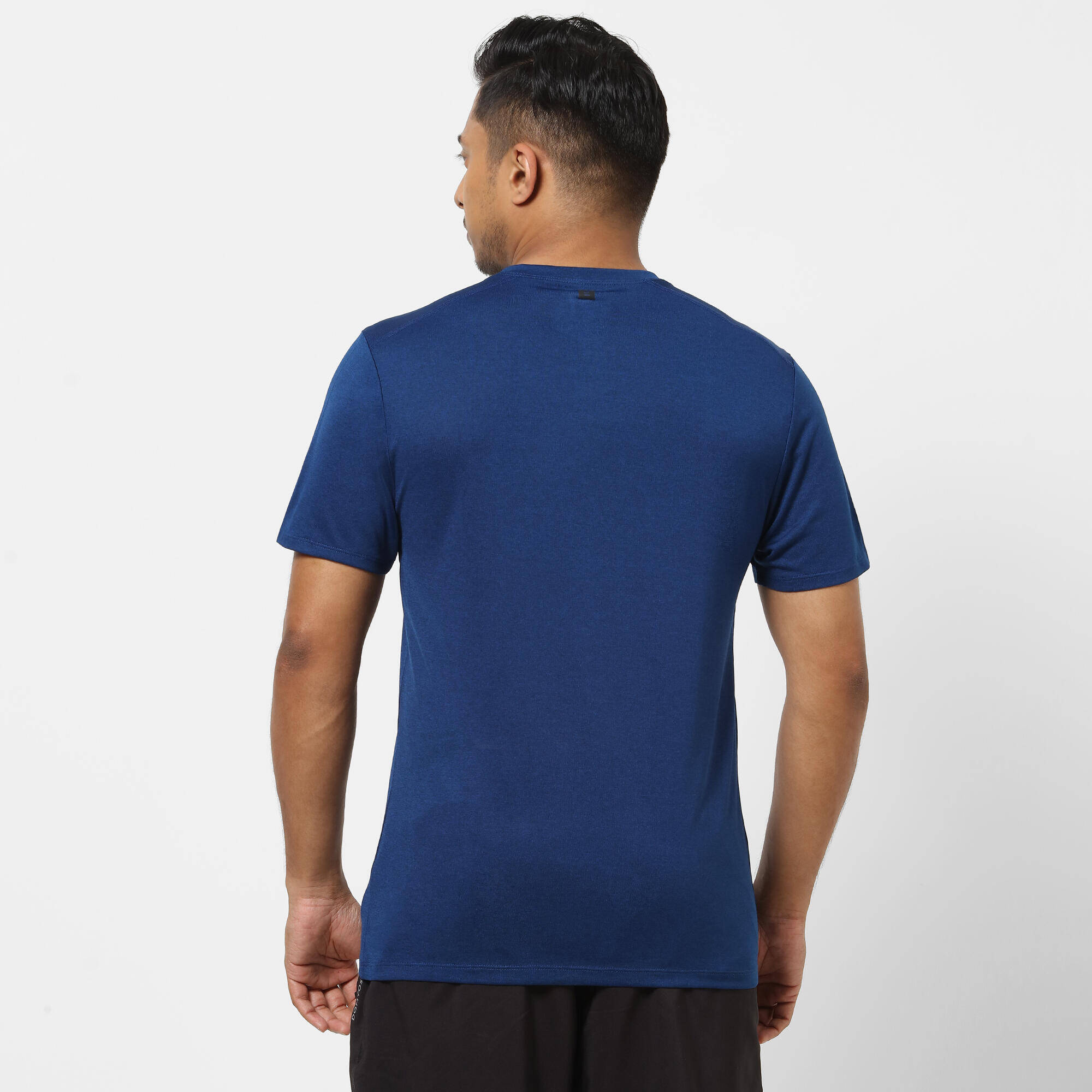 Men Gym Sports T Shirt Polyester Mottled Solid Blue -  4