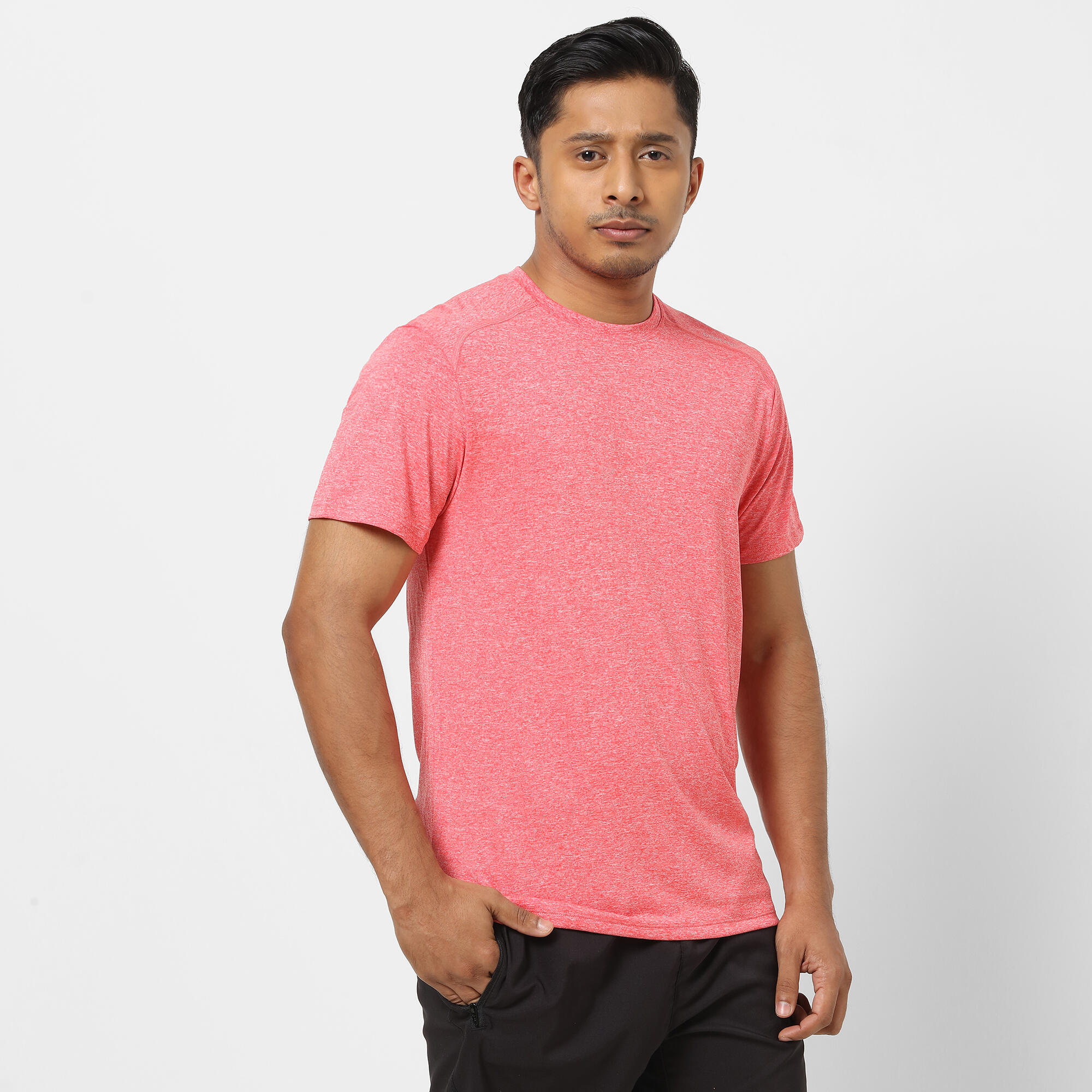 Men's Crew Neck Breathable Essential Fitness T-Shirt - Light Red Marl 10/22
