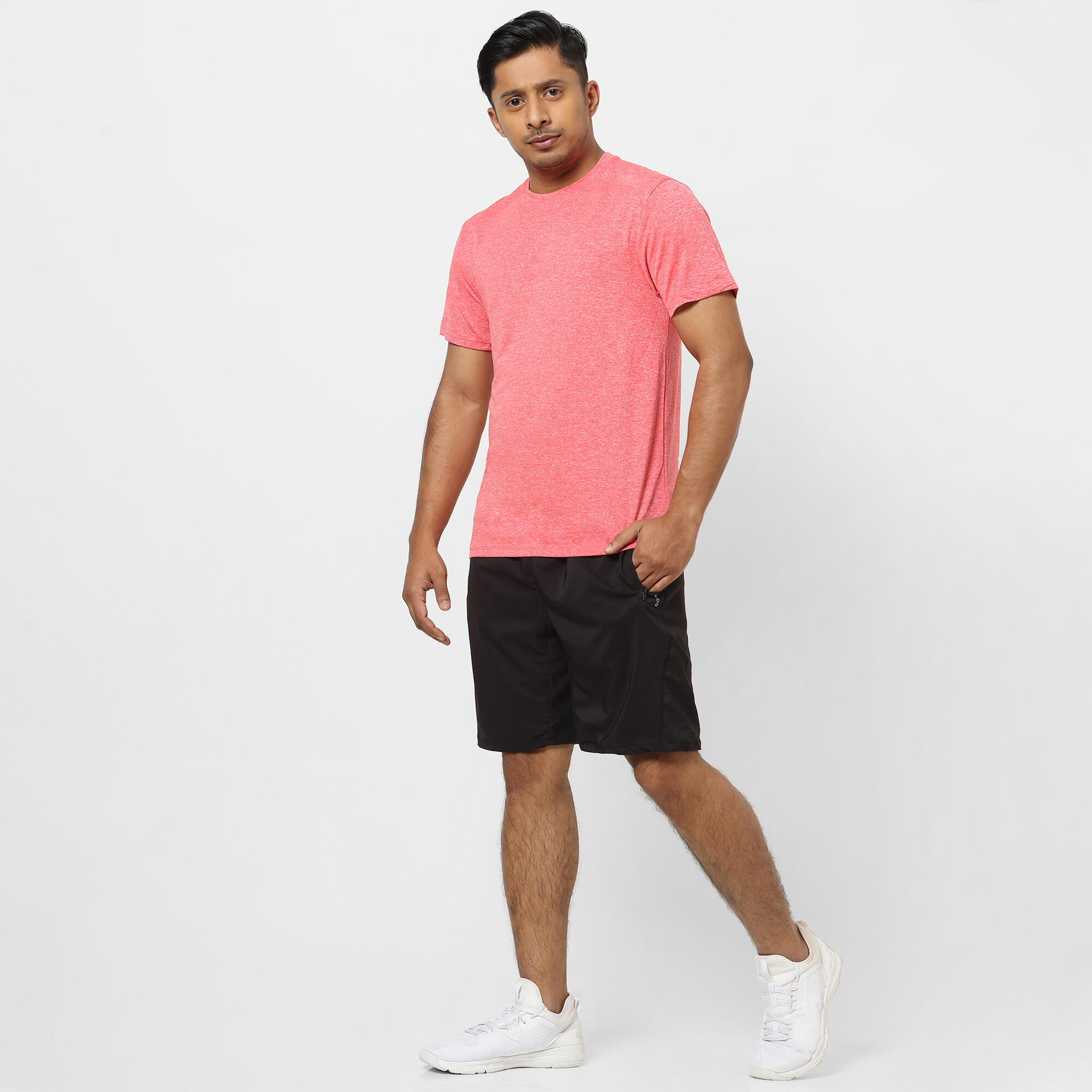 Men's Crew Neck Breathable Essential Fitness T-Shirt - Light Red Marl 12/22