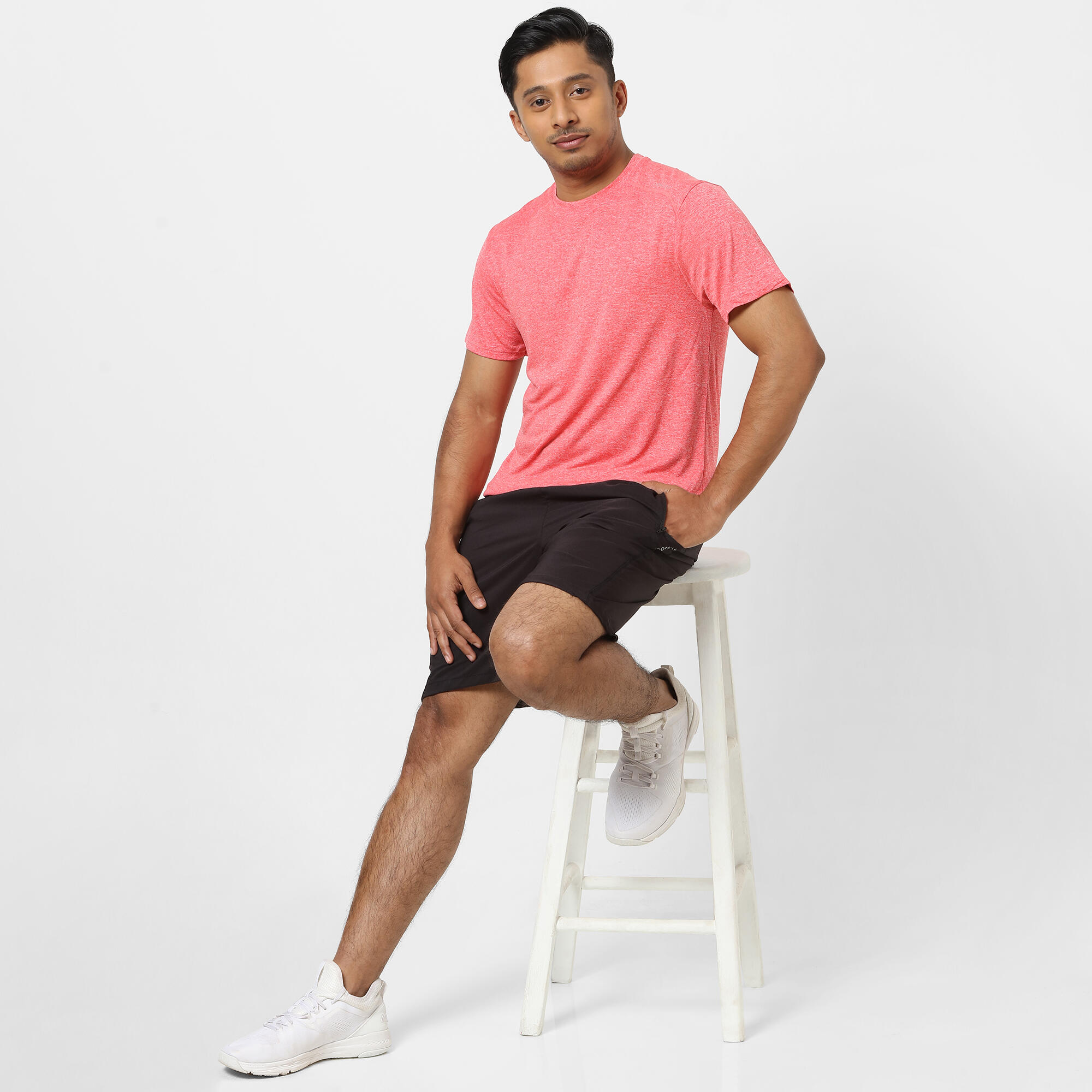 Men's Crew Neck Breathable Essential Fitness T-Shirt - Light Red Marl 13/22