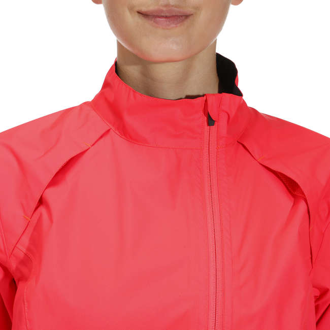 TRIBAN 500 Women's Waterproof Cycling Jacket Pink