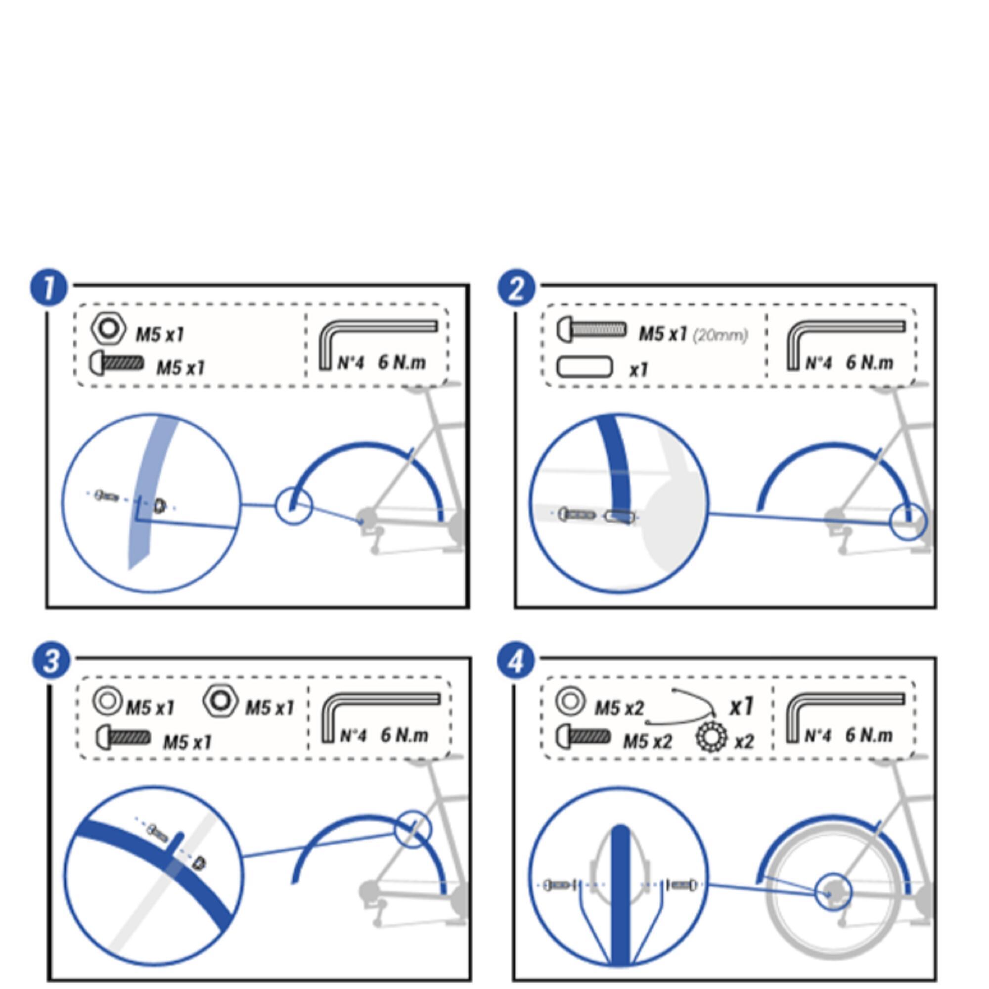 20 inch white bike mudguard (per pair, sold without screw kit)