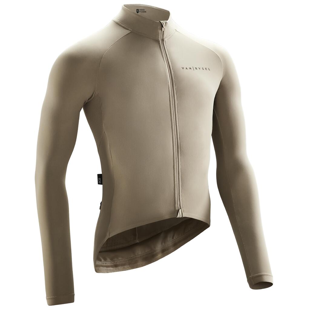 Men's mid-season long-sleeved road cycling jersey racer - sand