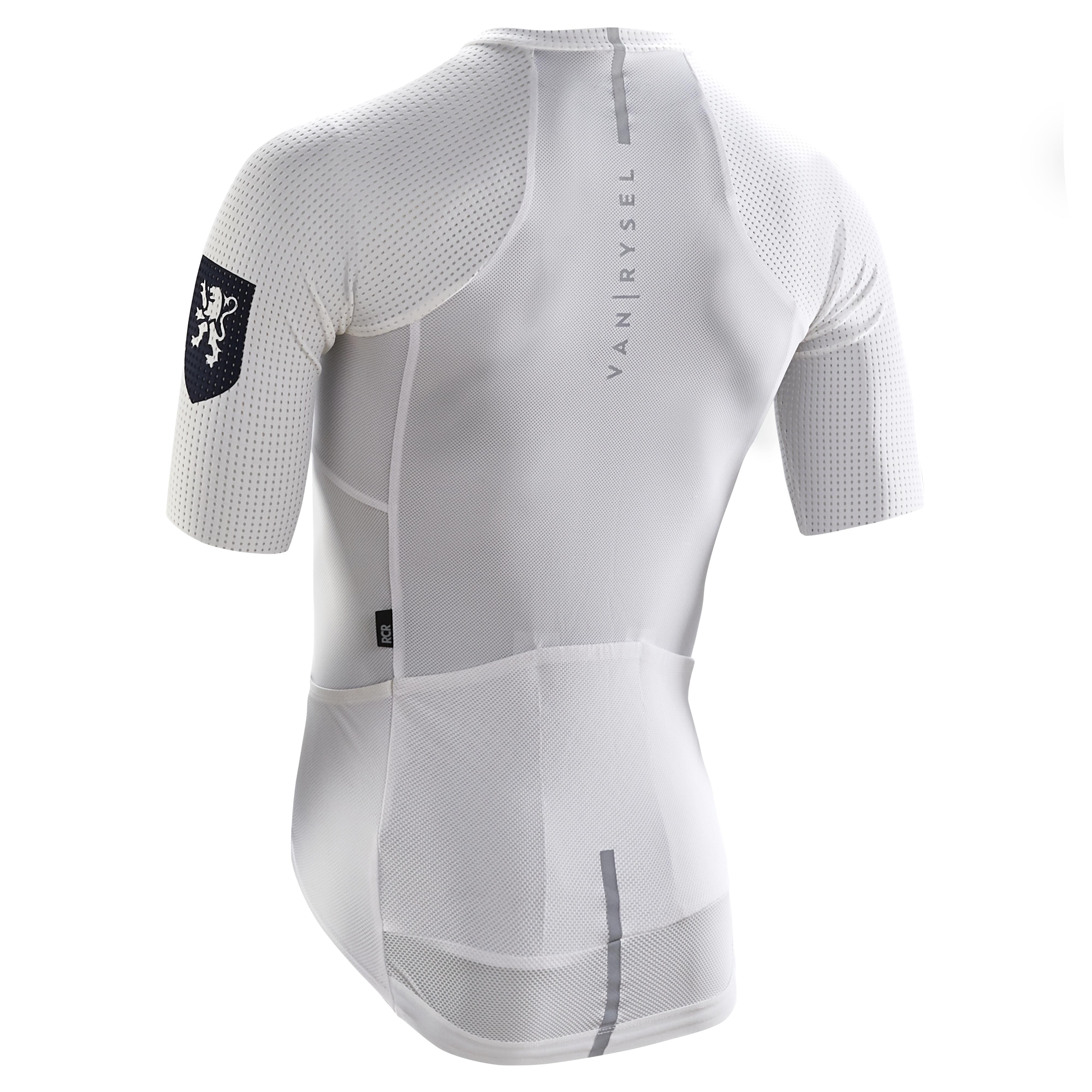 Road Cycling Short Sleeve Jersey Racer Mesh Team White