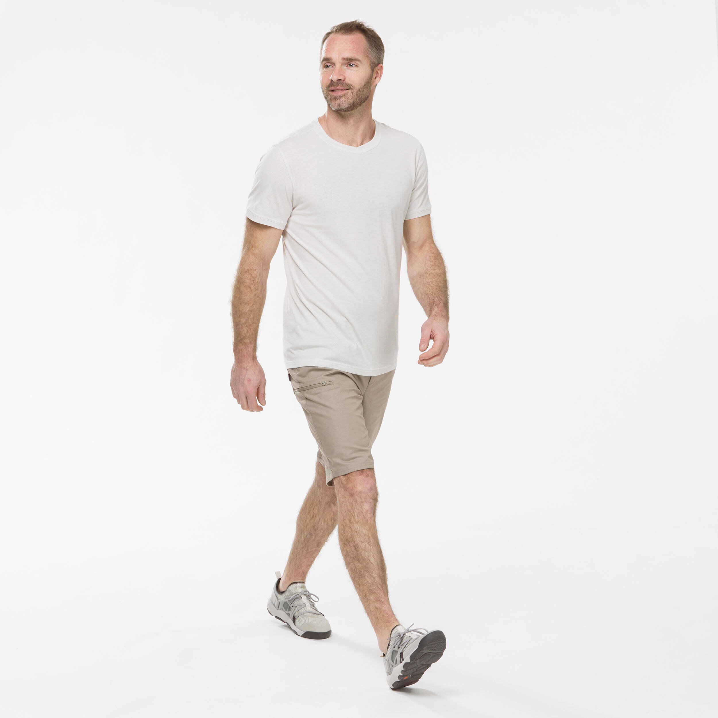 Men Light Cargo Shorts Beige - NH500 -  1