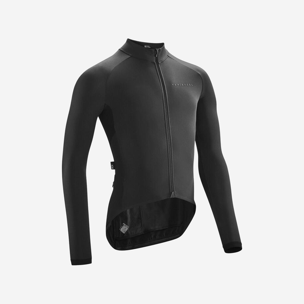 Men's mid-season long-sleeved road cycling jersey racer - black