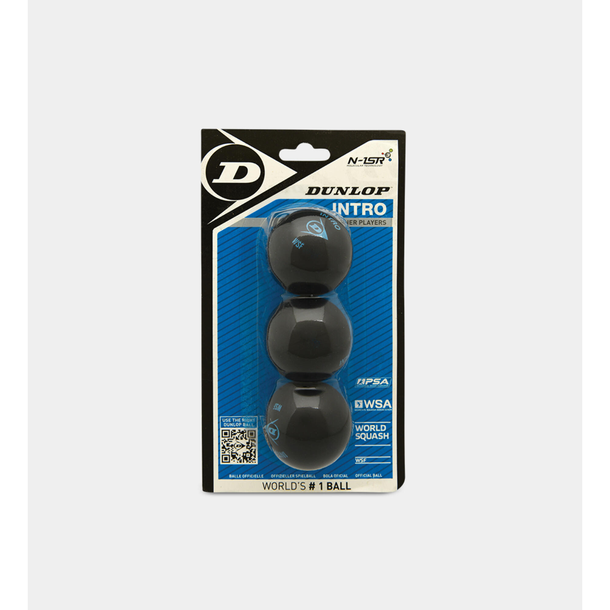 DUNLOP INTRO BLUE DOT SQUASH BALL 3 PK