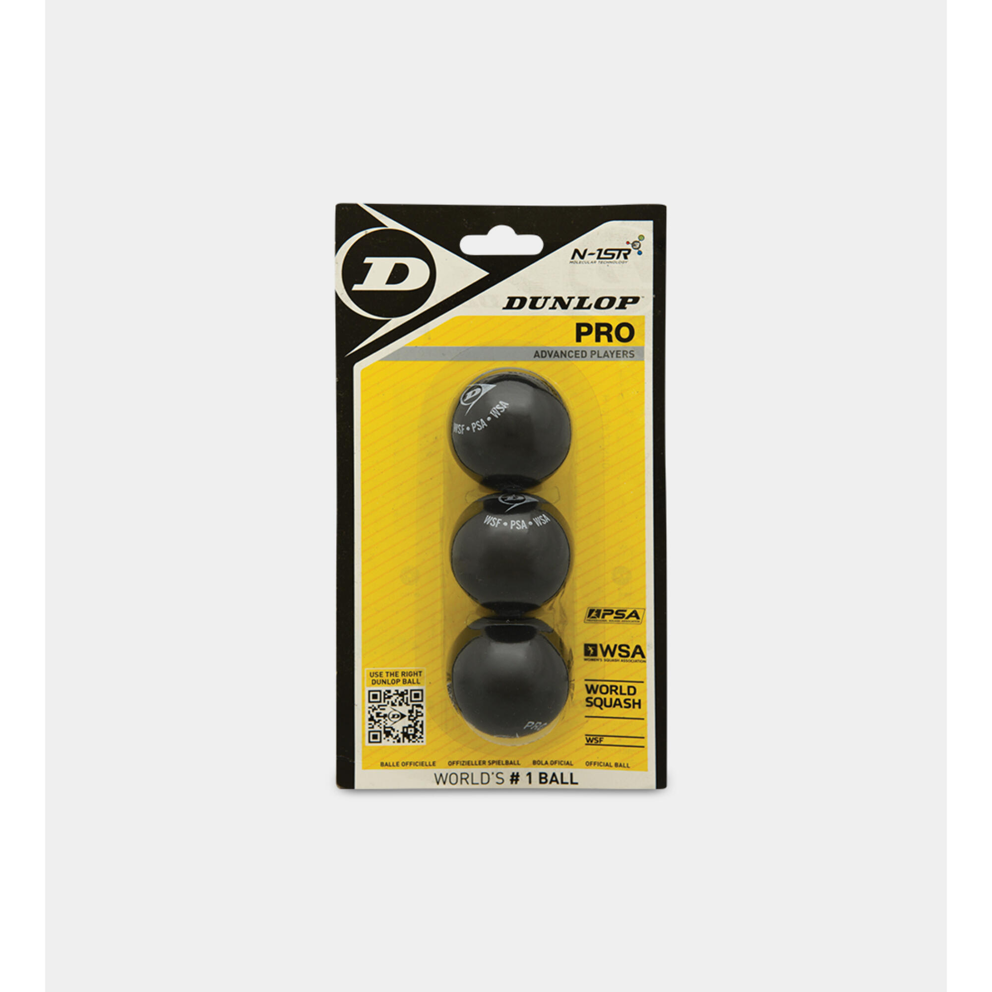 DUNLOP PRO DOUBLE DOT SQUASH BALL 3 PK