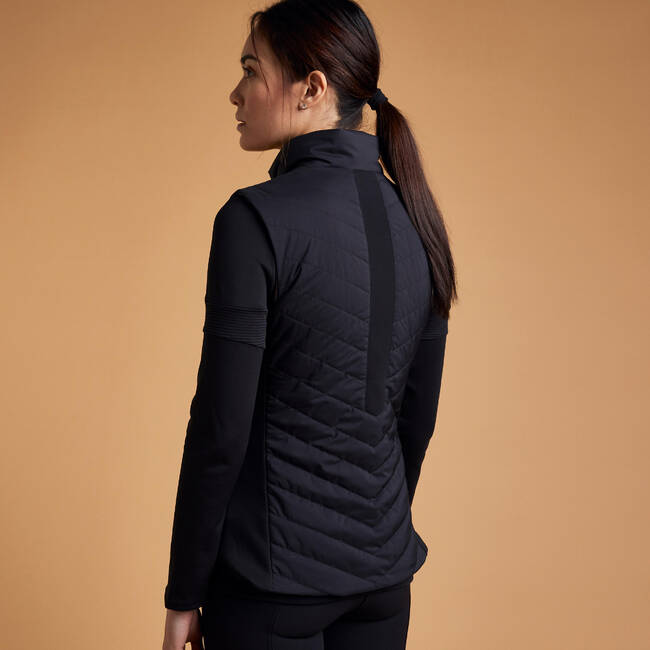 Dámská jezdecká vesta 500 černá se zlatým zipem FOUGANZA Decathlon