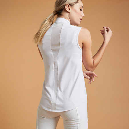 Women's Horse Riding Sleeveless Show Shirt 500 - White