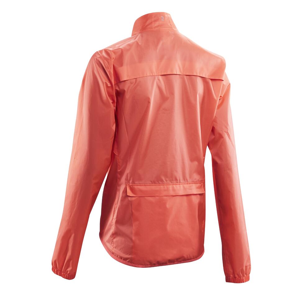 Women's Cycling Rainproof Jacket 100 Coral VAN RYSEL Decathlon