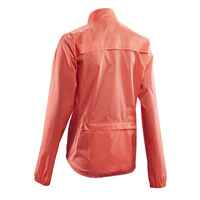 Women's Cycling Rainproof Jacket 100 - Coral
