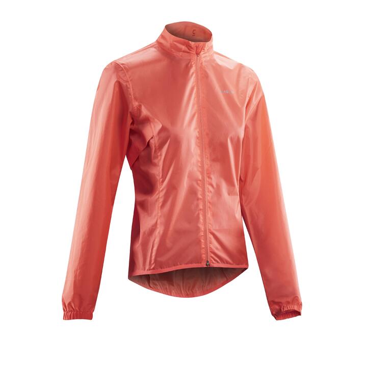 Women's Cycling Rainproof Jacket 100 Coral VAN RYSEL Decathlon