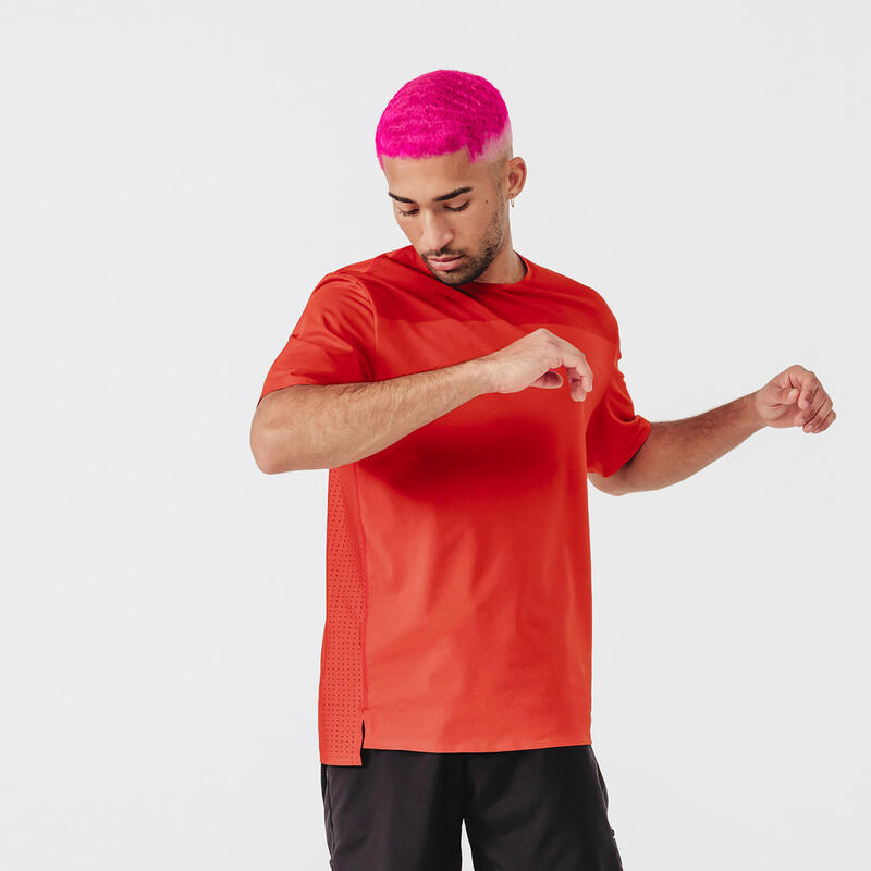 T-shirt running respirant et ventilé homme - Dry+ Breath rouge brique