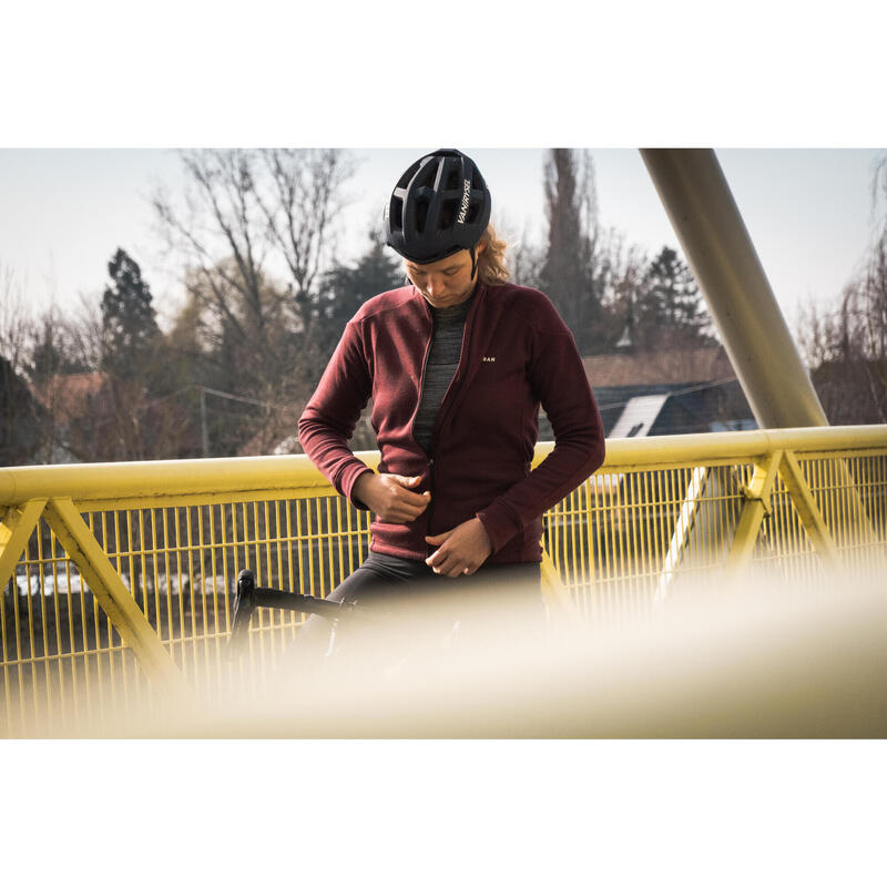 Radtrikot langarm Fahrrad GRVL900 Merino Damen weinrot