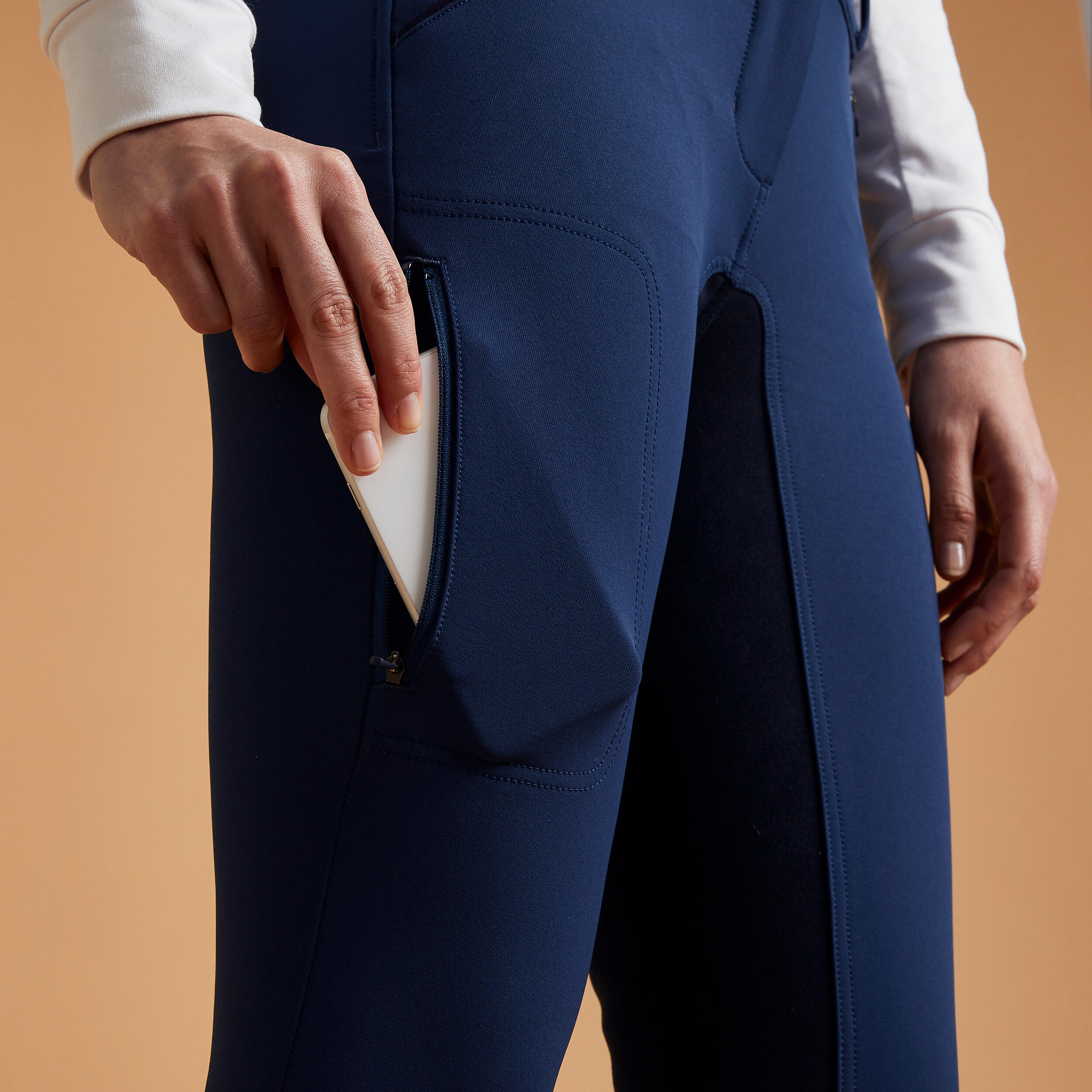 БРИДЖИ ДЛЯ ВЫЕЗДКИ С ЗАМШЕВОЙ ЛЕЕЙ ЖЕНСКИЕ DRESSAGE 900 FOUGANZA