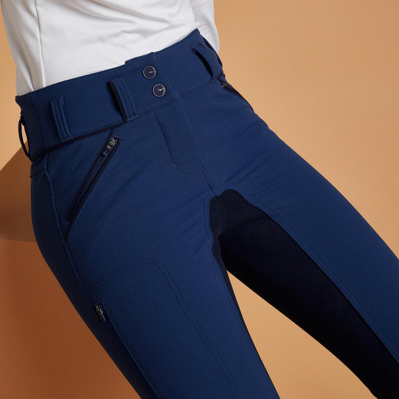 Pantaloni full seat DRESSAGE 900 donna blu