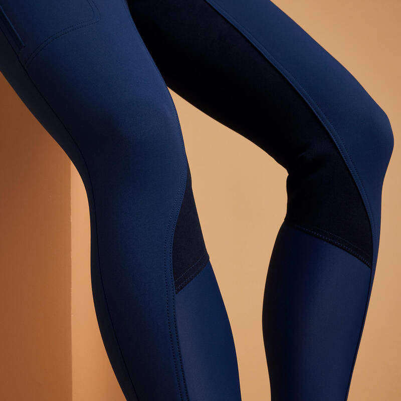 Pantaloni full seat DRESSAGE 900 donna blu