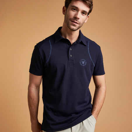 Polo equitación fouganza 500 MESH hombre azul marino manga corta