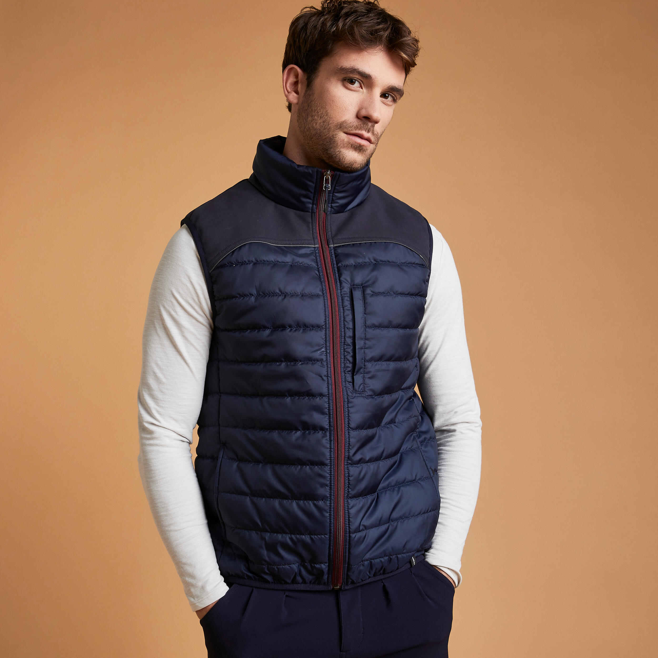 Gilet sans manche quitation homme 500 marine et bordeaux Maroc