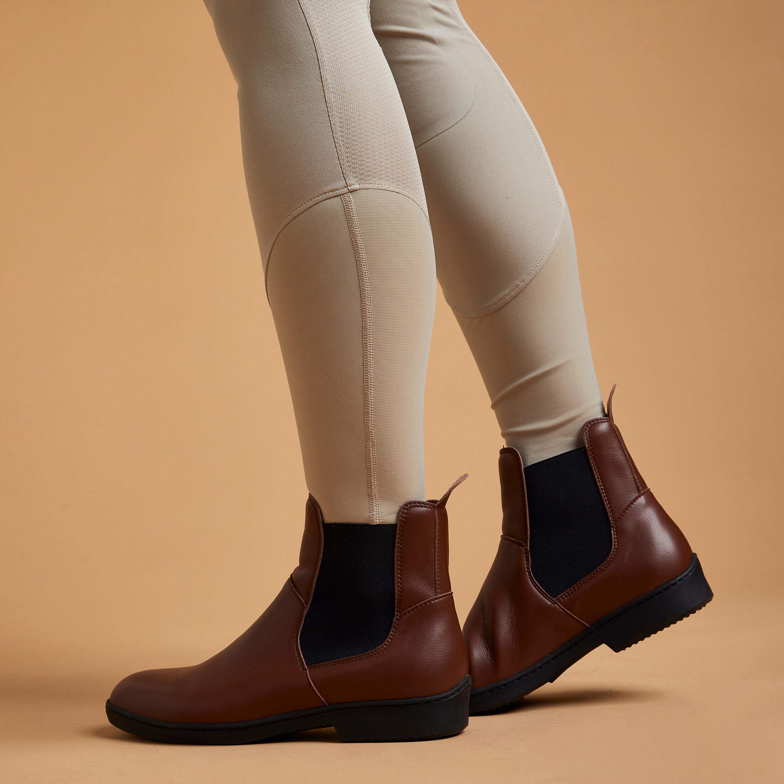 Бриджи легкие женские с коленной тканевой леей 500 MESH бежевые FOUGANZA