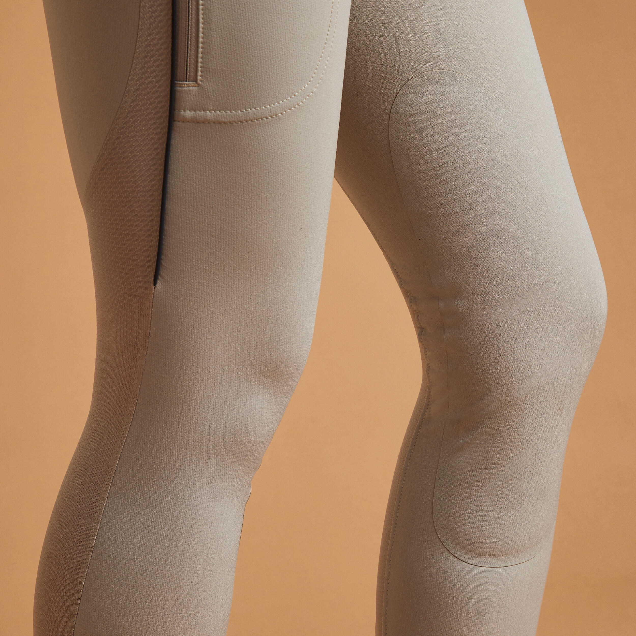 Бриджи легкие женские с коленной тканевой леей 500 MESH бежевые FOUGANZA