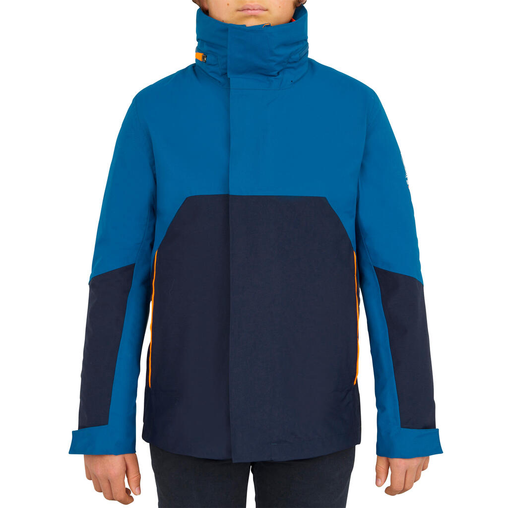 Regenjacke Segeln Kinder 300 wasserdicht petrol/blau